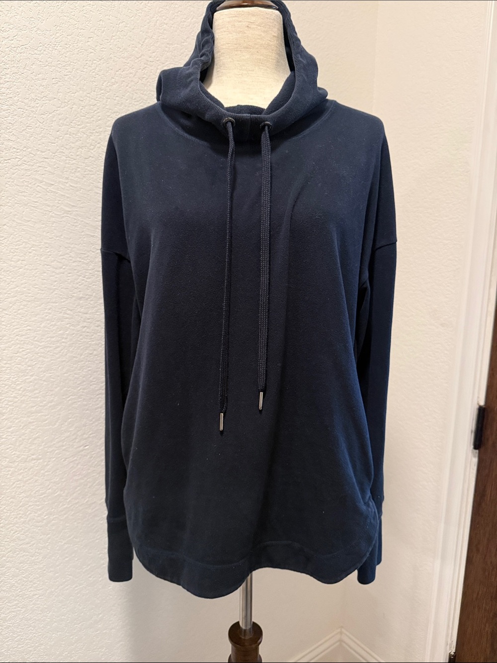 Sweaty Betty Navy Drawstring Cowl Neck Pullover Hoodie